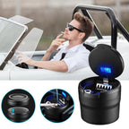 Car Ashtrays with Lid and LED Light Portable Ashtray for Car Mini Car Trash Can Waterproof for Outdoor Travel Home Use