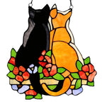 Stained Glass Cats Window Panel Stained Suncatcher Hanging Ornaments Home Decoration