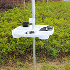 Outdoor Beach Umbrella Table with 4 Cup Holders and 4 Snack Compartments Plastic Tray for Garden Beach Patio Umbrellas