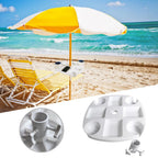 Outdoor Beach Umbrella Table with 4 Cup Holders and 4 Snack Compartments Plastic Tray for Garden Beach Patio Umbrellas