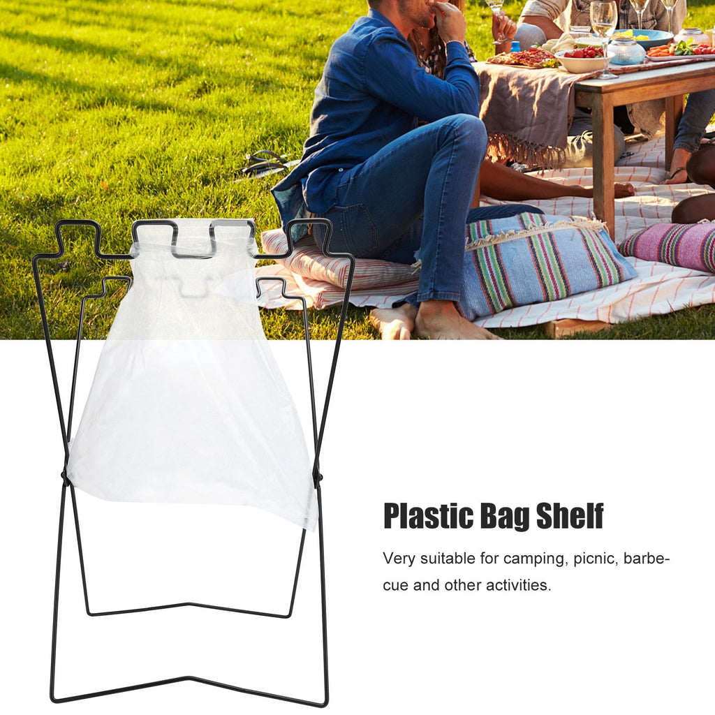 BBQ Picnic Portable Trash Bag Rack Environmental Protection Iron Wire Folding Shelf
