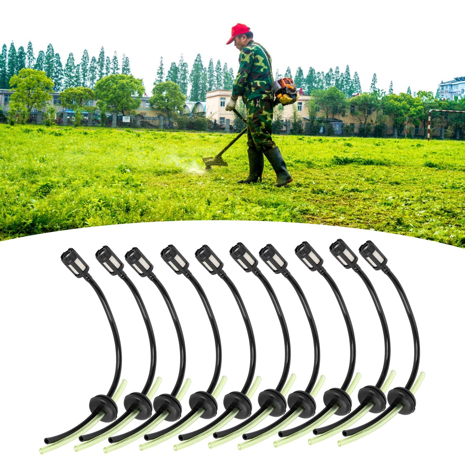 10Pcs Fuel Filter Hose Assembly Kit Replacement for GX35 Lawn Mower Brush Cutter Parts