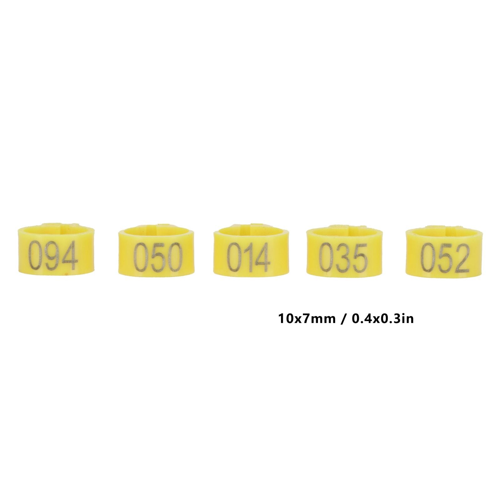 100Pcs Bird Foot Rings Bands 10mm 001-100 Numbered Pigeons Identify Clip Poultry SupplyYellow