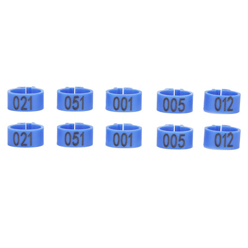 100Pcs Bird Foot Rings Bands 10mm 001-100 Numbered Pigeons Identify Clip Poultry SupplyBlue