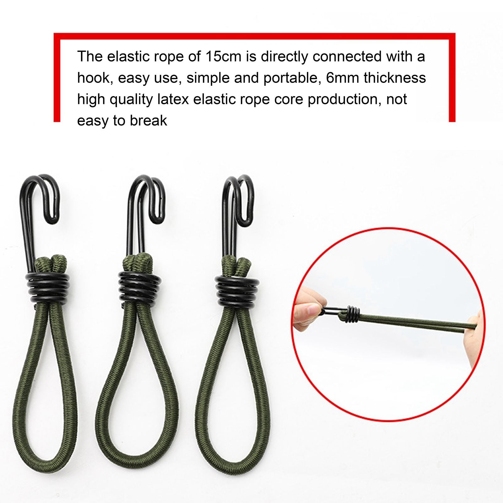 10pcs Tent Elastic Rope with Hook Camping Tent Fixation Elastic Rope Accessories