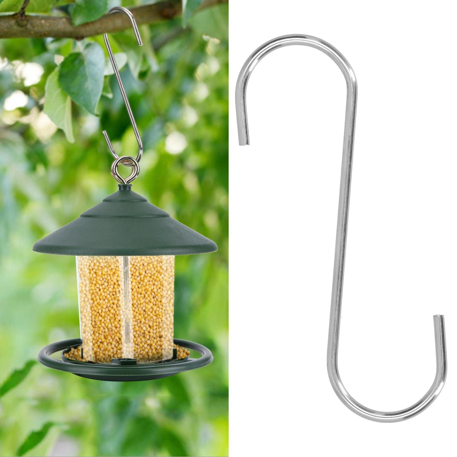 S shape Hook Stainless Steel Hanger Hook Courtyard Balcony Bird Feeder Accessory