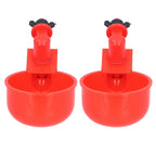 2pcs Automatic Chicken Water Cup Red Plastic Drinking Bowl for Poultry Pigeon Bird