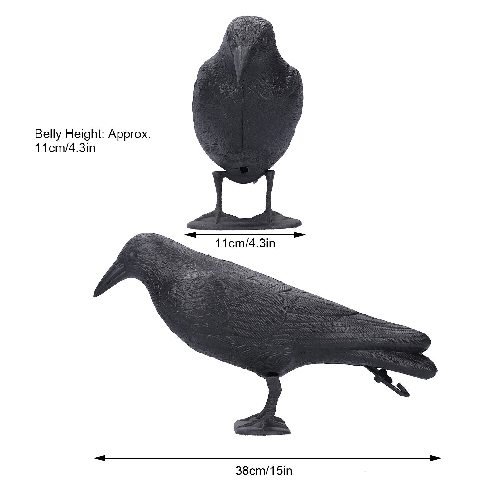 Simulation Plastic Crow Statue Hunting Bait Decoys Tool for Outdoor Garden Decoration