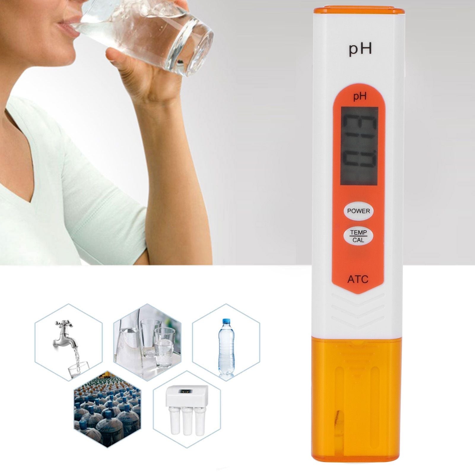 Portable PH Tester Aquaculture Fish Tank Water Quality Analyzer with Temperature Display