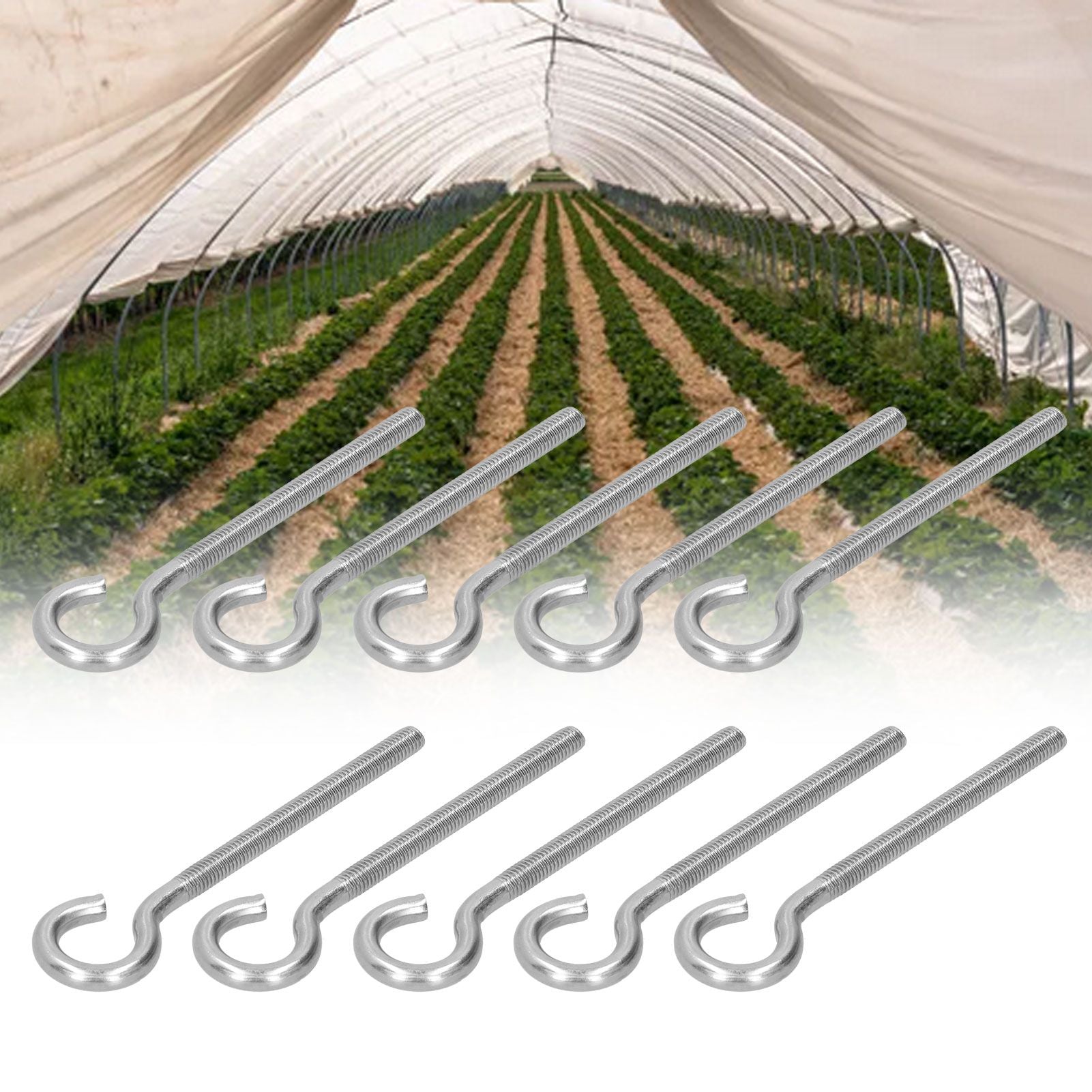 10Pcs M6 Ring Bolt 304 Stainless Steel Sunshade Net Thread Ring Screw Hook Greenhouse Supplies