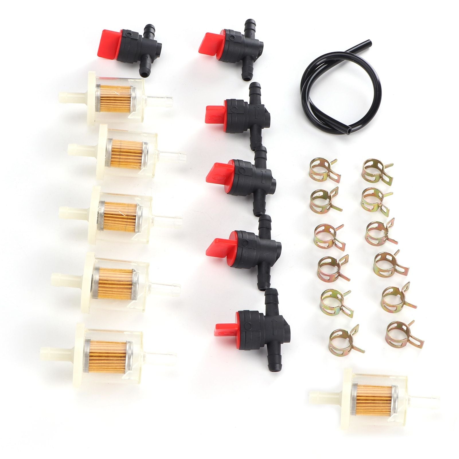 Gas Tank Shut Off Valve Clamp Fuel Filter Fuel Line Kit Lawn Mower Brush Cutter Accessory
