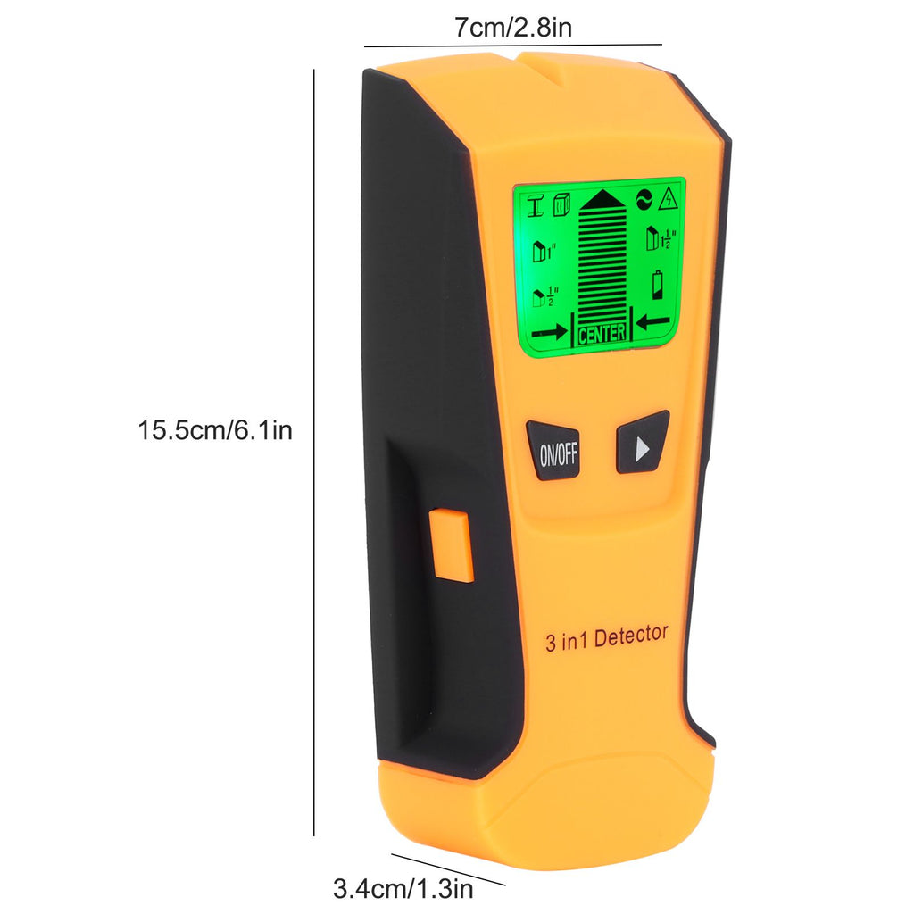 3 in 1 Metal/AC Wire/Stud Detector Finder Portable Wall Scanner Detect Device LCD DisplayOrange