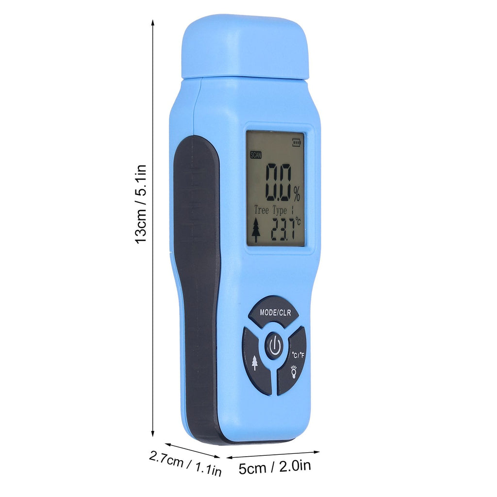 Digital Moisture Tester Portable Hand Held LCD Wood Timber Humidity Detector Accessory(Blue )