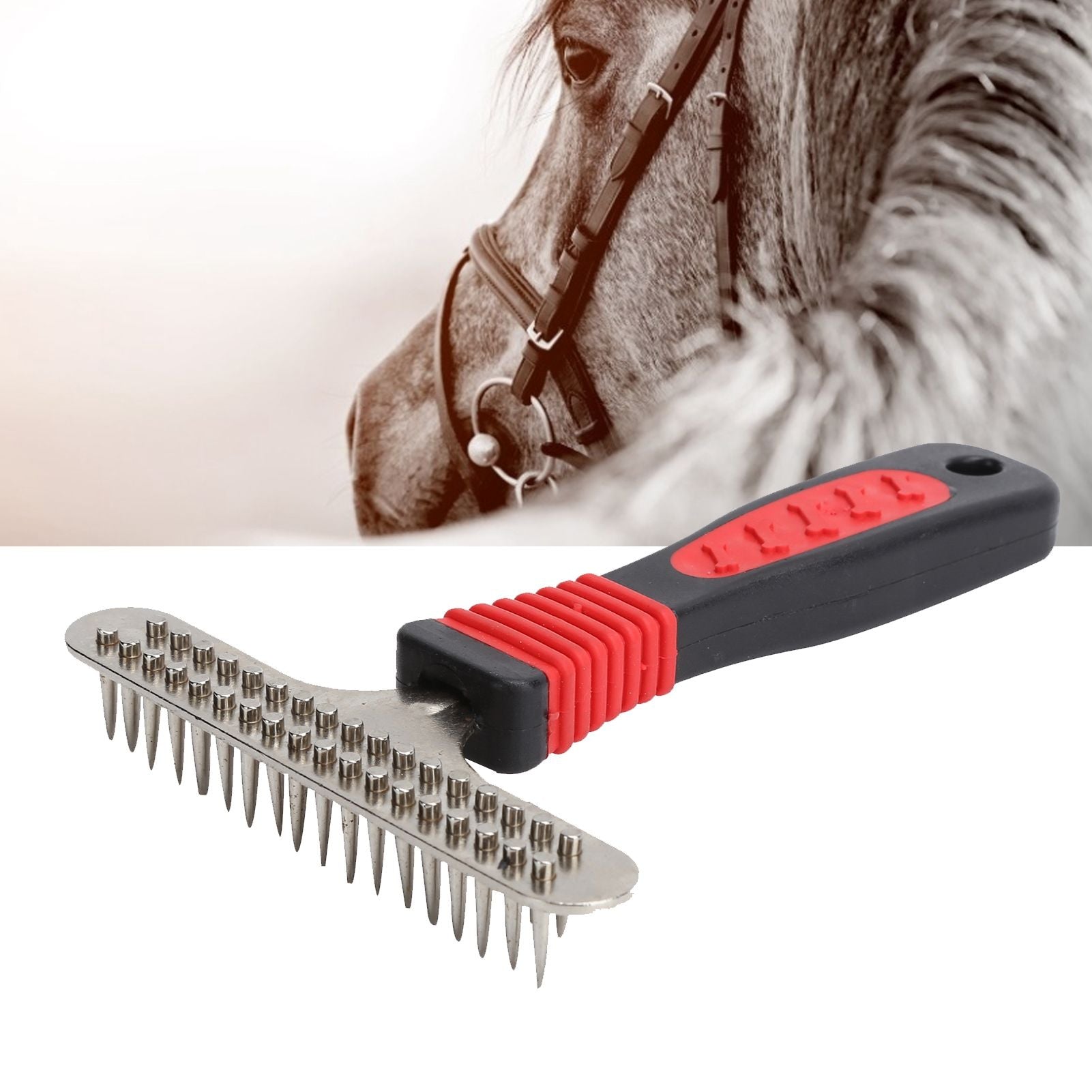 Pet Fur Grooming Rake Stainless Steel Cleaning Brush Comb Dematting Tool for Dogs RabbitsDouble Row