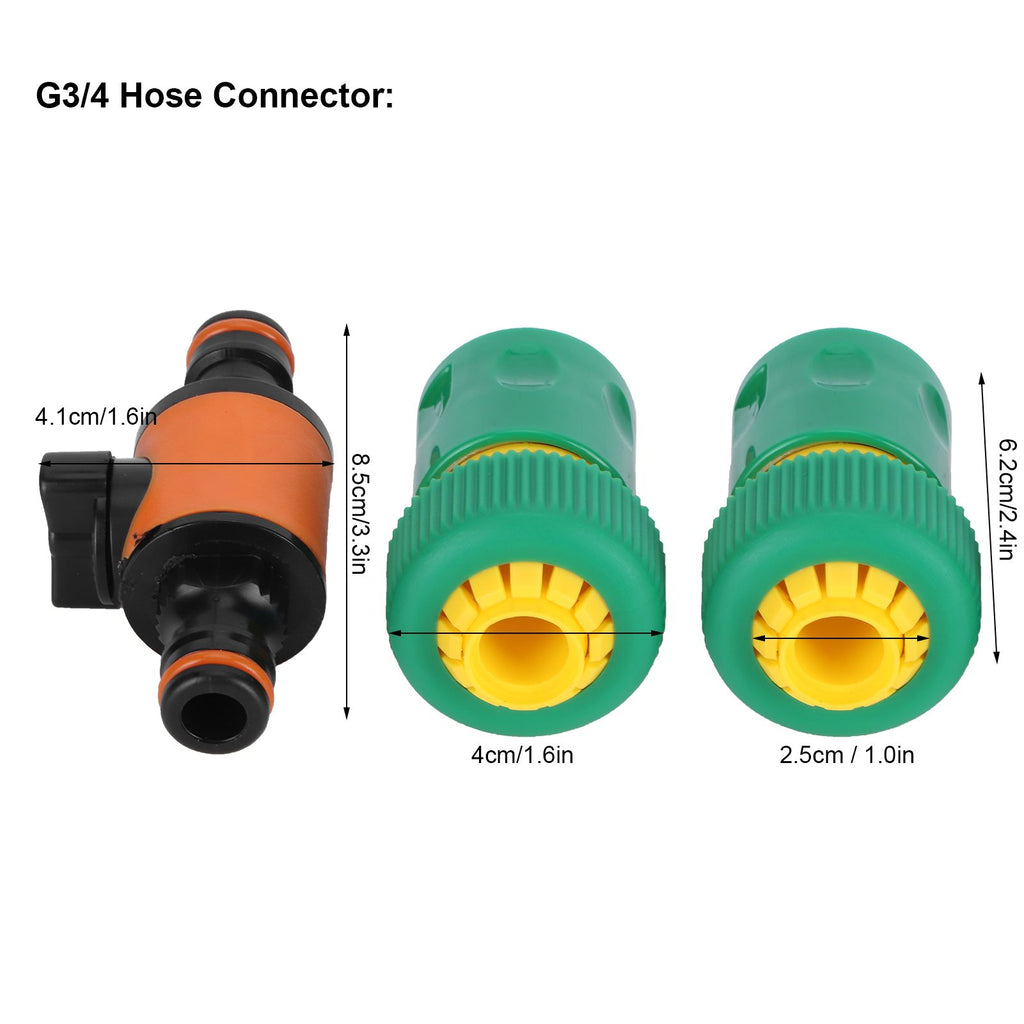 3PCS /Set American Type On/Off Ball Valve Garden Hose Quick Connectors Hose Repair KitG3/4