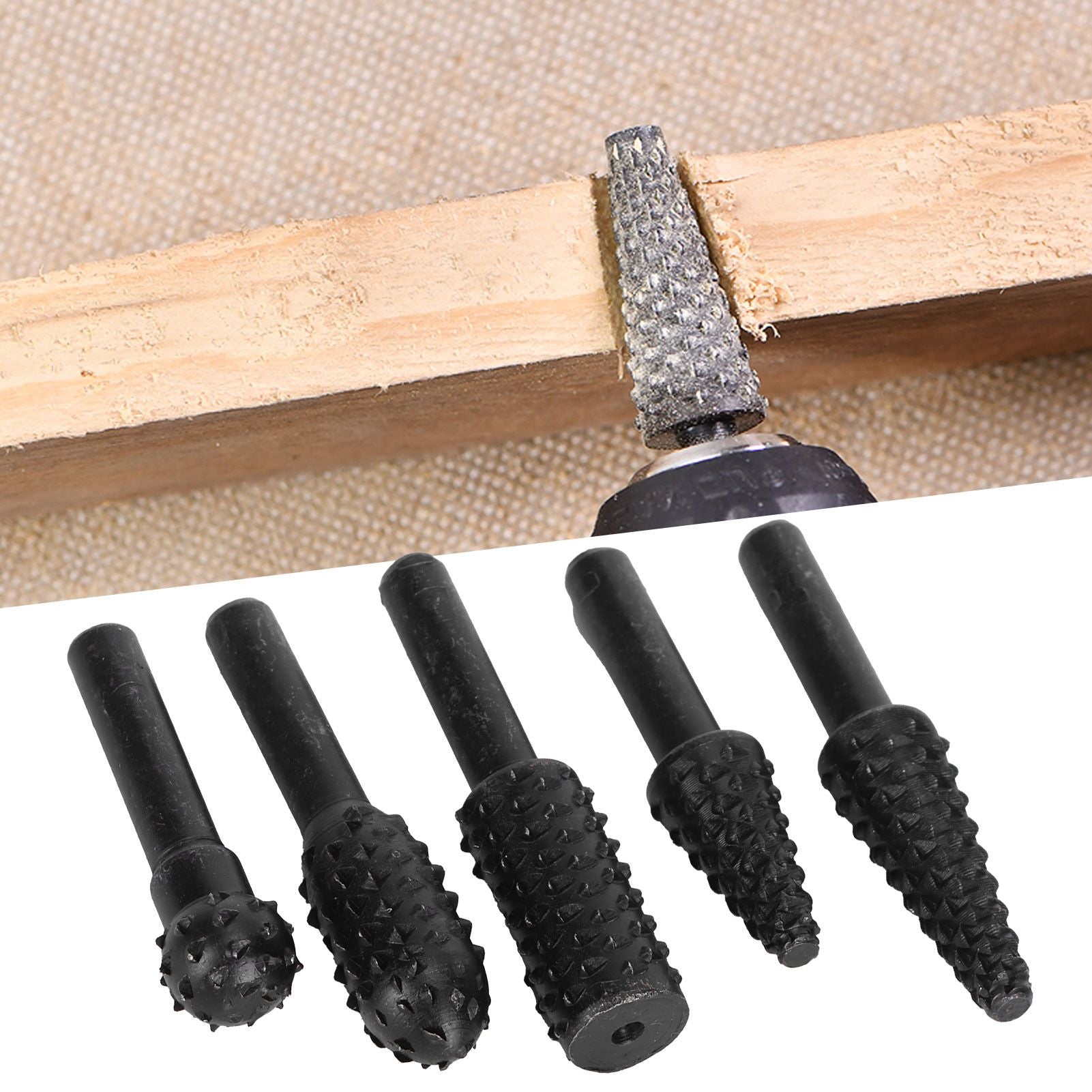 5PCs set Wood Carving File Rasp Woodworking Special Shaped Rotating Embossed Grinding Head