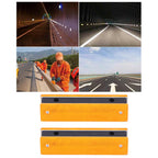 2PCS Rectangle Reflective Sign Road Stud Marker for Highway Traffic Warning Facilities(YellowYellow )