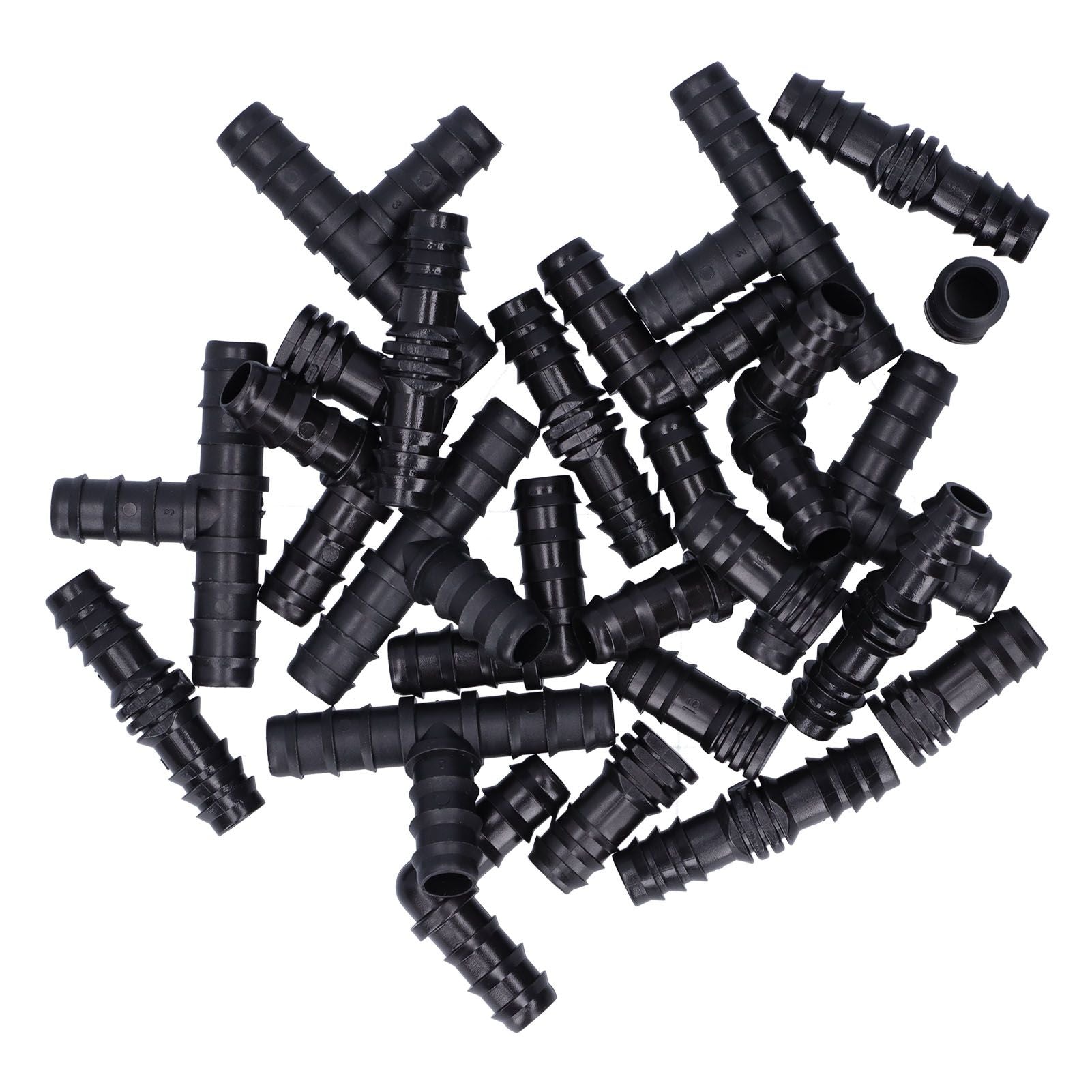 24Pcs/Set Drip Irrigation Fitting Kit 1/2 Tubing Barbed Connectors for Garden Greenhouse