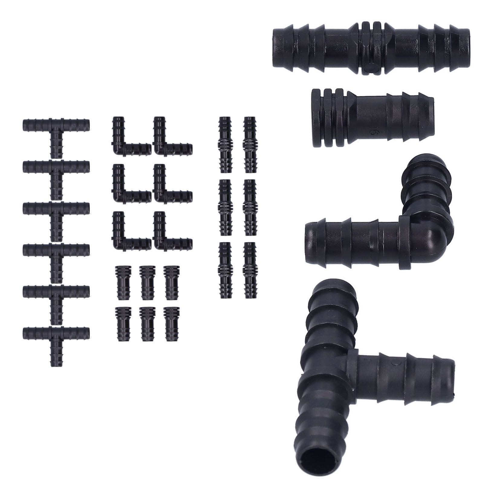 24Pcs/Set Drip Irrigation Fitting Kit 1/2 Tubing Barbed Connectors for Garden Greenhouse