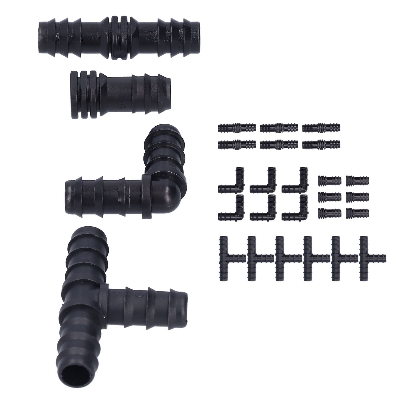 24Pcs/Set Drip Irrigation Fitting Kit 1/2 Tubing Barbed Connectors for Garden Greenhouse