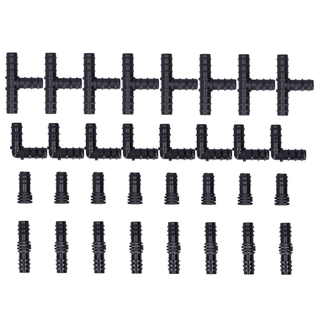 32Pcs/Set Drip Irrigation Tees Connectors Kit 1/2 Tubing Set Garden Greenhouse Sprinkler System
