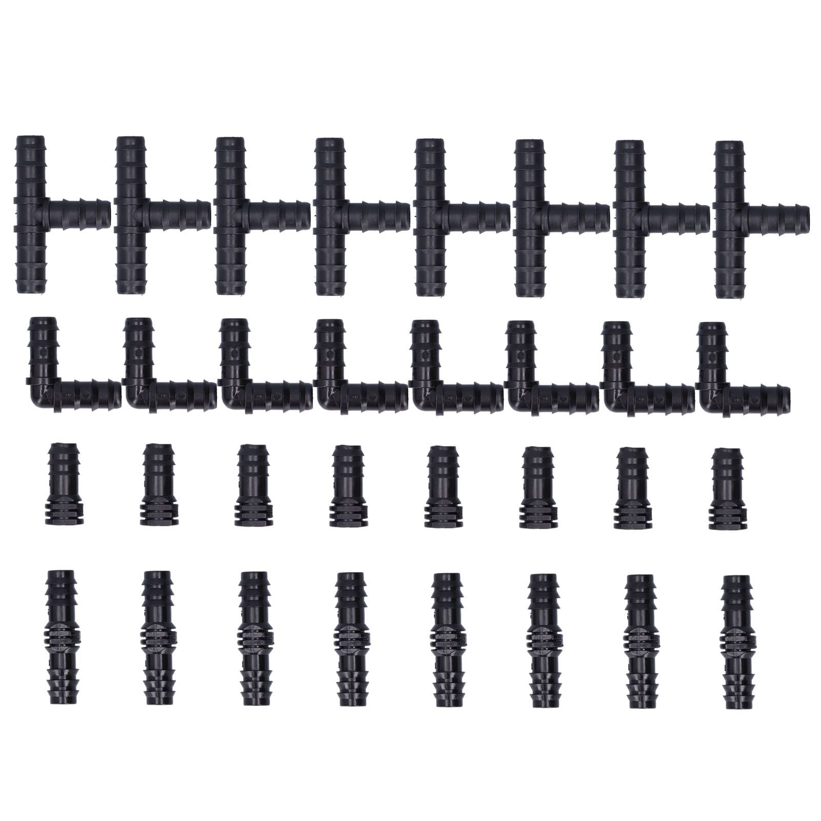 32Pcs/Set Drip Irrigation Tees Connectors Kit 1/2 Tubing Set Garden Greenhouse Sprinkler System