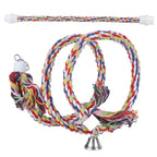 2Pcs Bird Stand Rope with Bell Colorful Hanging Cotton Rope Parrots Climbing Bar Toys