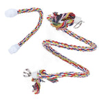 2Pcs Bird Stand Rope with Bell Colorful Hanging Cotton Rope Parrots Climbing Bar Toys