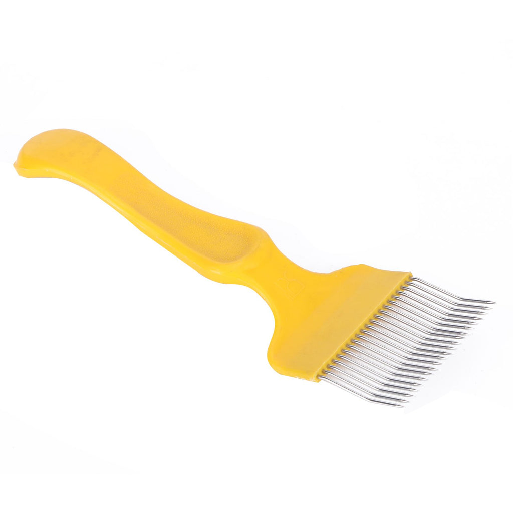 21 Tines Honey Cutter Non Slip Stainless Steel Beekeeping Honey Uncapping Fork Yellow
