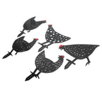 5Pcs Chicken Stakes Set Acrylic Animal Shape Statues Decoration for Garden Yard Black
