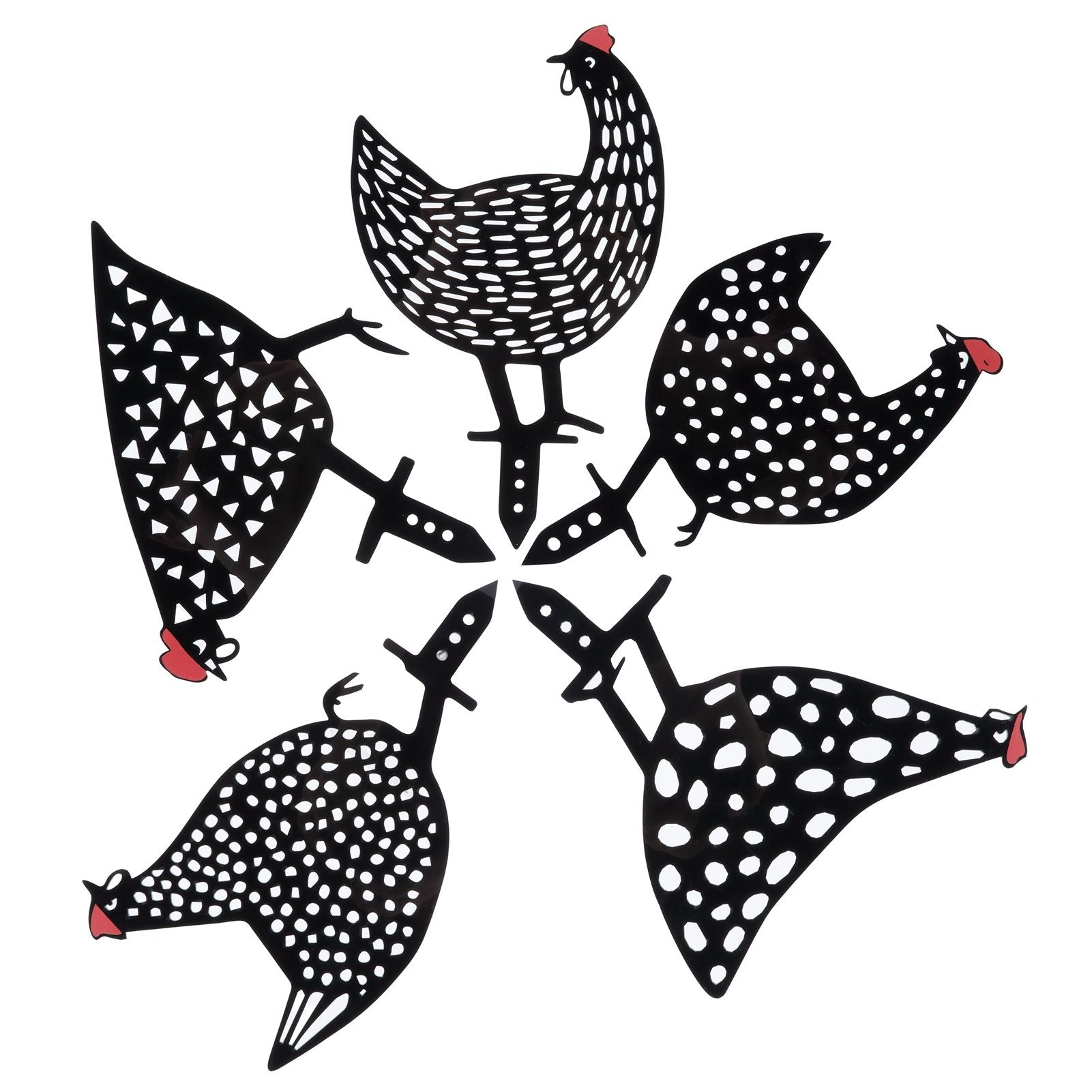 5Pcs Chicken Stakes Set Acrylic Animal Shape Statues Decoration for Garden Yard Black