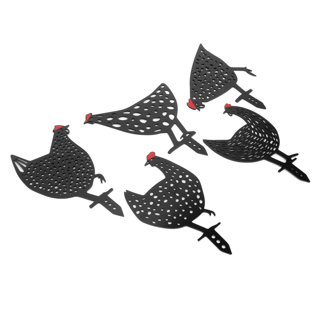5Pcs Chicken Stakes Set Acrylic Animal Shape Statues Decoration for Garden Yard Black