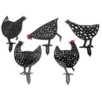 5Pcs Chicken Stakes Set Acrylic Animal Shape Statues Decoration for Garden Yard Black