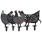 5Pcs Chicken Stakes Set Acrylic Animal Shape Statues Decoration for Garden Yard Black
