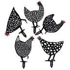 5Pcs Chicken Stakes Set Acrylic Animal Shape Statues Decoration for Garden Yard Black