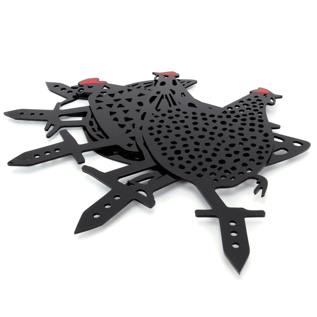 5Pcs Chicken Stakes Set Acrylic Animal Shape Statues Decoration for Garden Yard Black