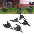5Pcs Chicken Stakes Set Acrylic Animal Shape Statues Decoration for Garden Yard Black