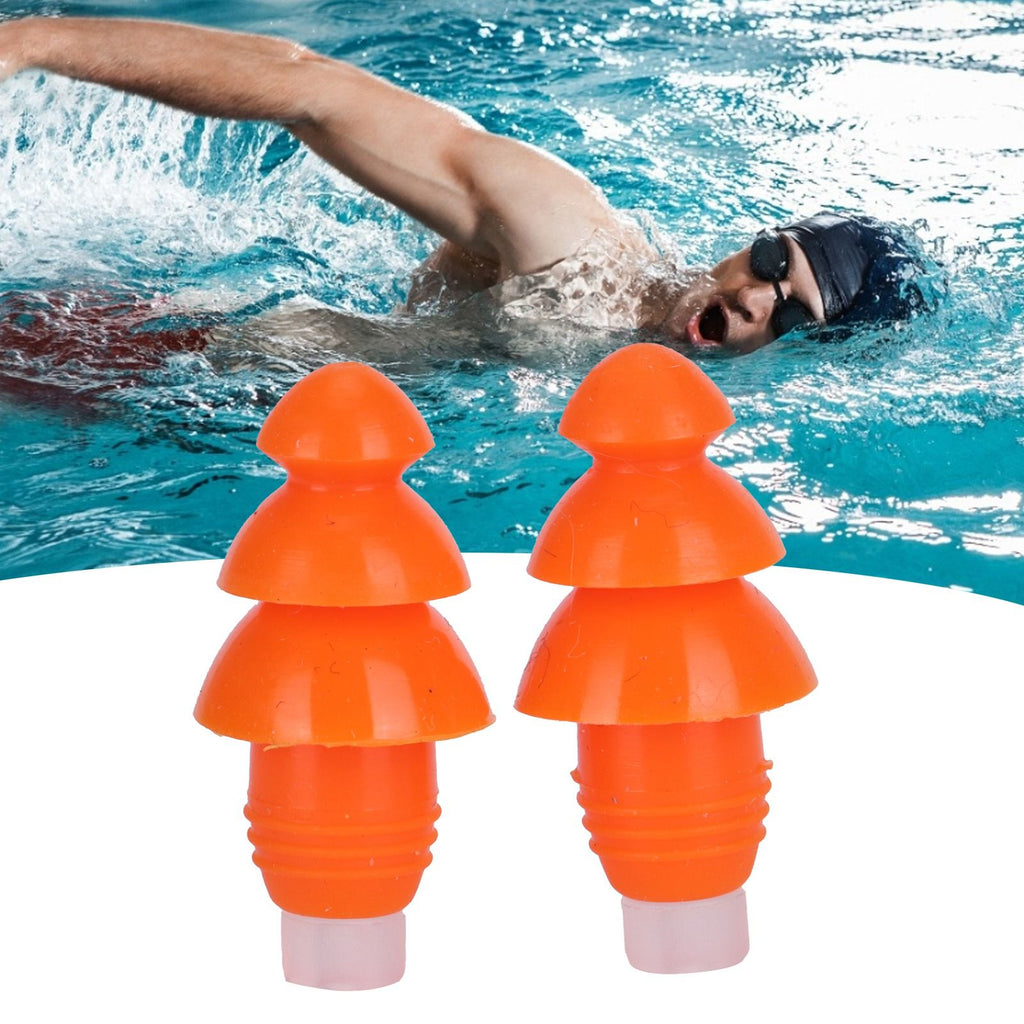 Reusable Ear Plugs Waterproof Silicone Earplugs Noise Reduction for Swimming Sleeping(Orange Box )