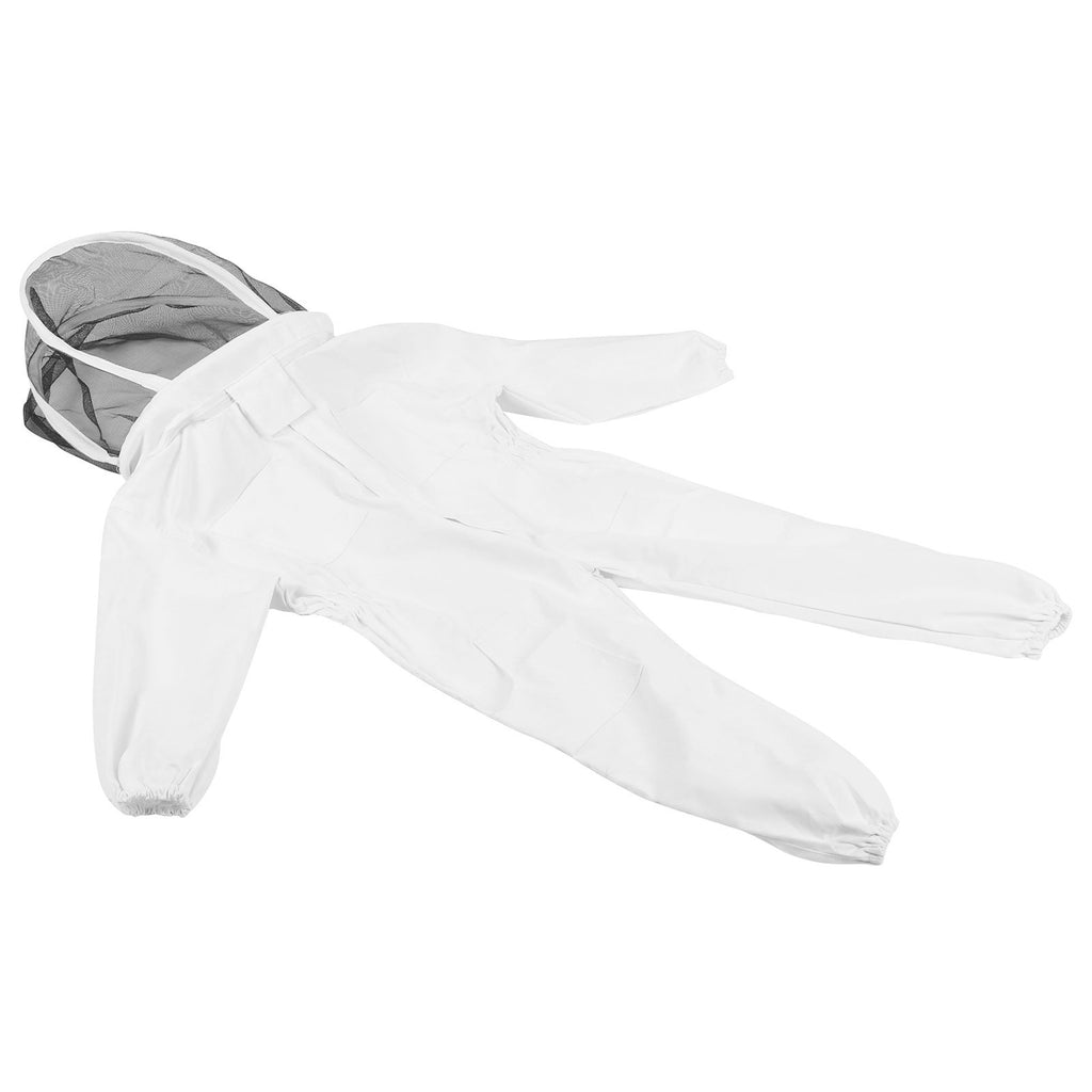 One Piece Beekeeping Suit with Veil Hood Children kids Beekeeping Protective Clothes(White M)