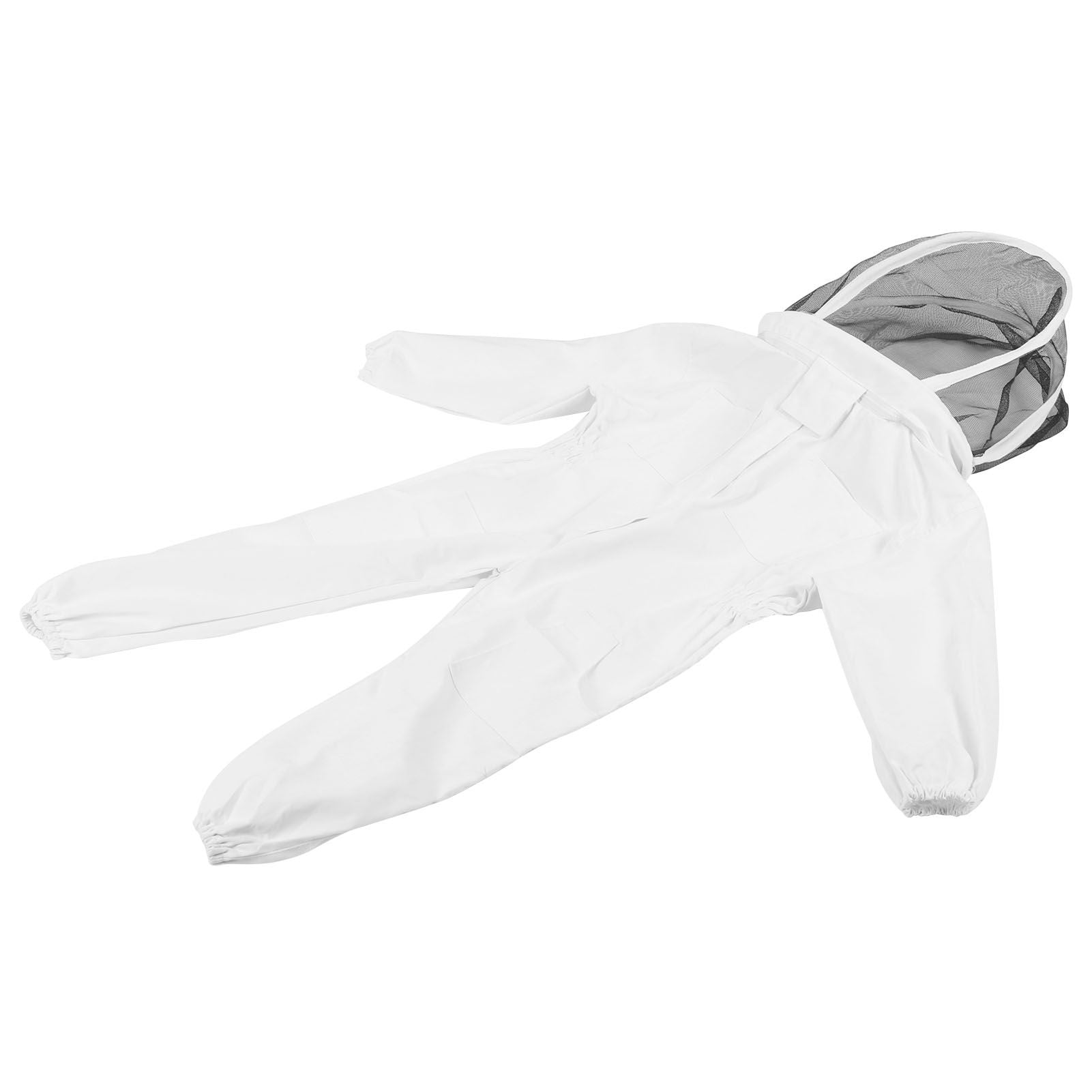 One Piece Beekeeping Suit with Veil Hood Children kids Beekeeping Protective Clothes(White M)