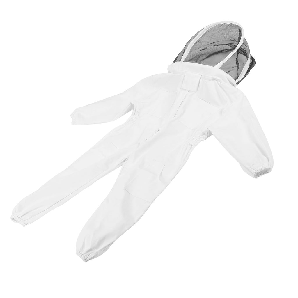 One Piece Beekeeping Suit with Veil Hood Children kids Beekeeping Protective Clothes(White M)