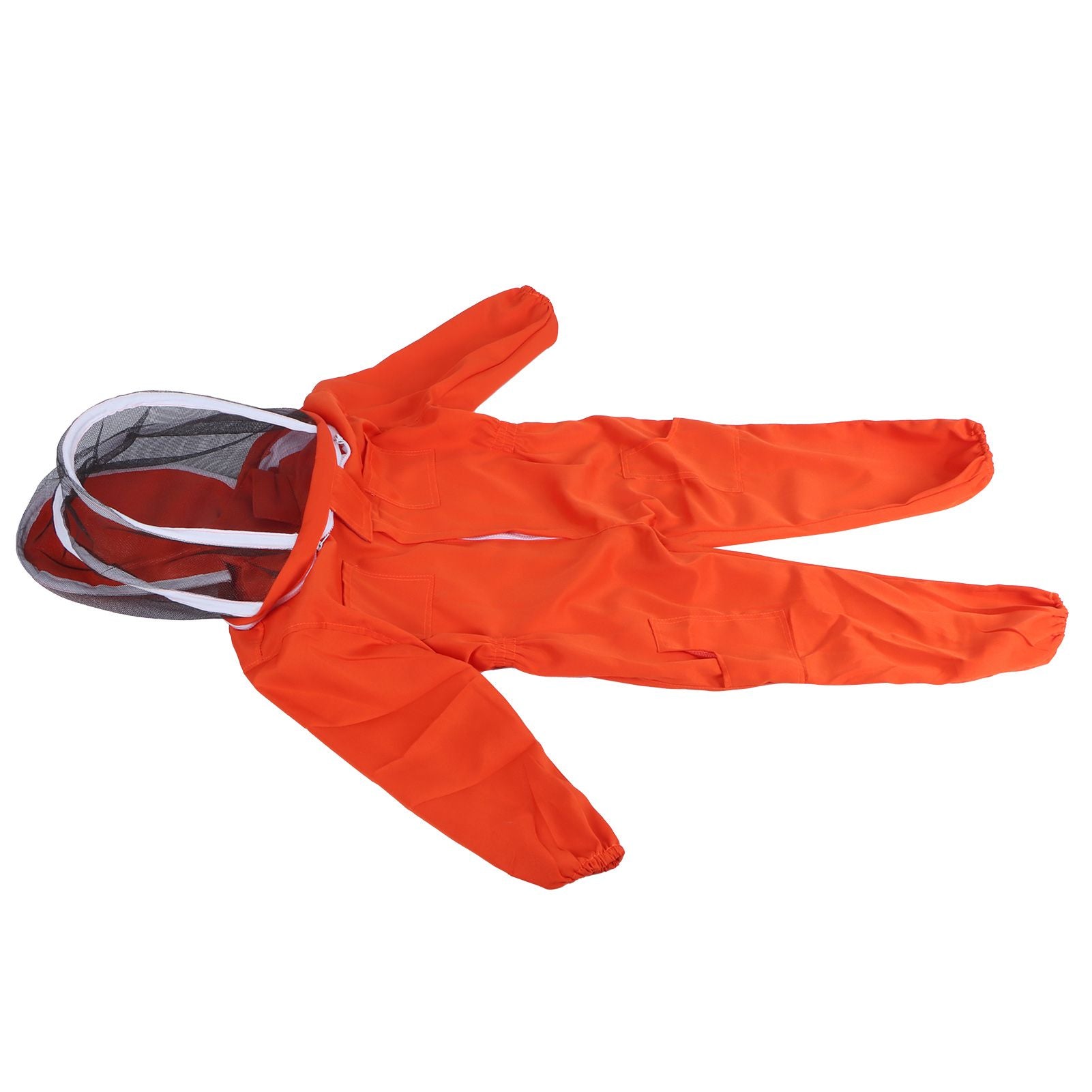 One Piece Beekeeping Suit with Veil Hood Children kids Beekeeping Protective Clothes(Orange L)