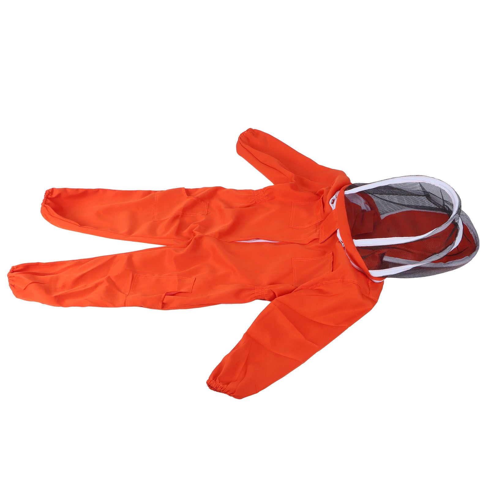 One Piece Beekeeping Suit with Veil Hood Children kids Beekeeping Protective Clothes(Orange L)