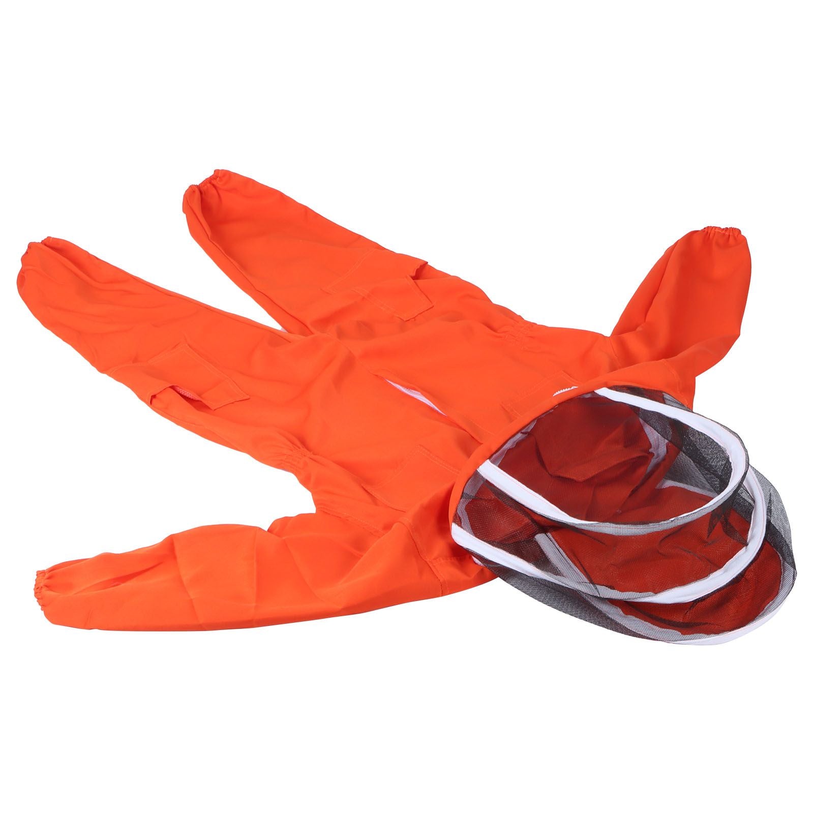 One Piece Beekeeping Suit with Veil Hood Children kids Beekeeping Protective Clothes(Orange L)
