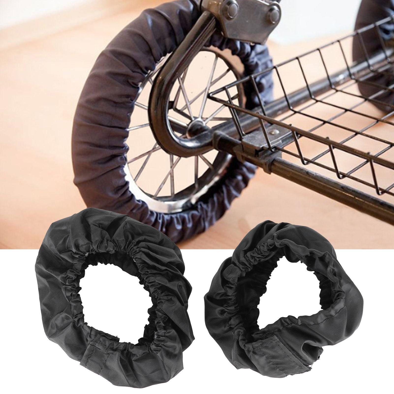 2Pcs Stroller Wheel Cover Oxford Cloth Dustproof Infant Pushchair Tire Protector(Pour une grande roue de 18 à 25 cm de diamètre )