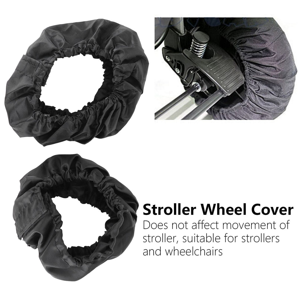 2Pcs Stroller Wheel Cover Oxford Cloth Dustproof Infant Pushchair Tire Protector(Pour une grande roue de 18 à 25 cm de diamètre )