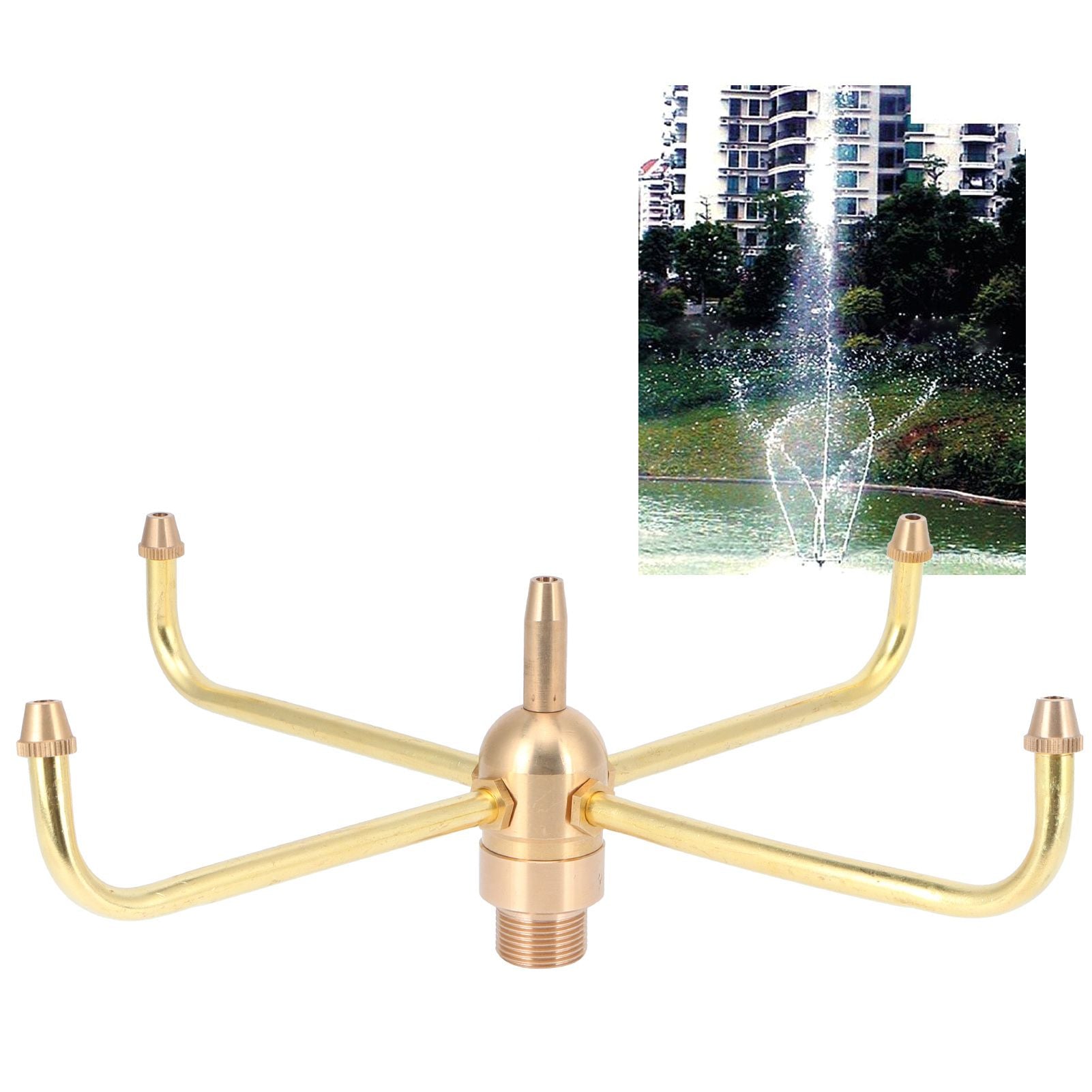 G1/2 Female Thread G3/4 Male Thread 4 Arm Rotate Water Fountain Nozzle Spray Head Sprinkler for Garden Pond