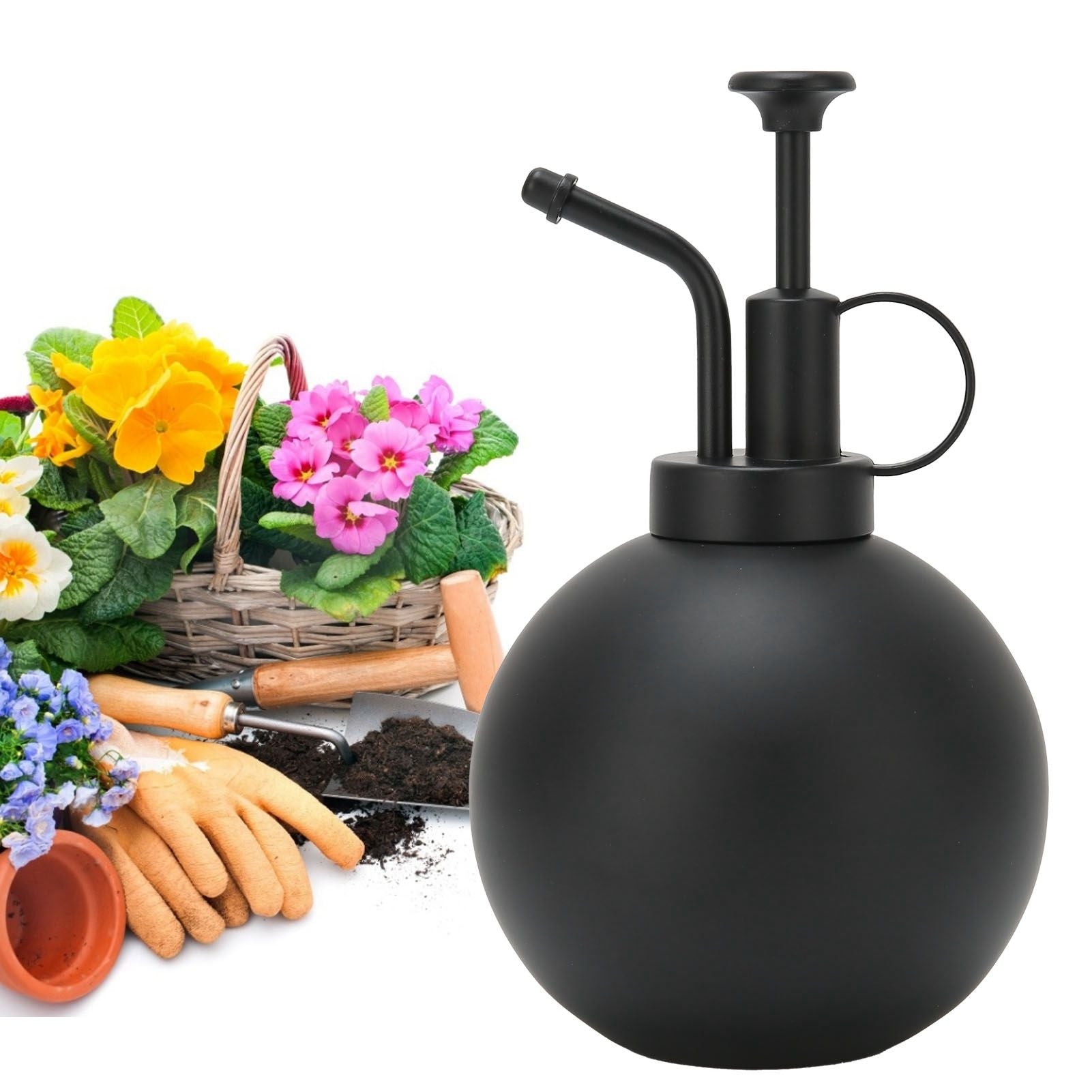 500ml Watering Pot Vintage Hand Press Spray Bottle Garden Balcony Accessory Black