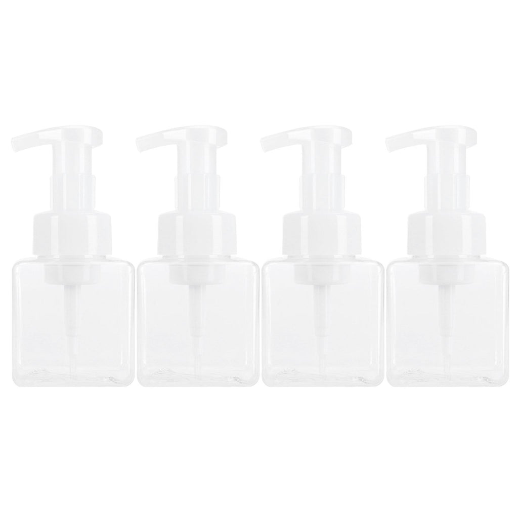 4PCS 250ml Clear Plastic Pump Bottles Foaming Soap Dispenser Refillable Foam Bottle Travel Use