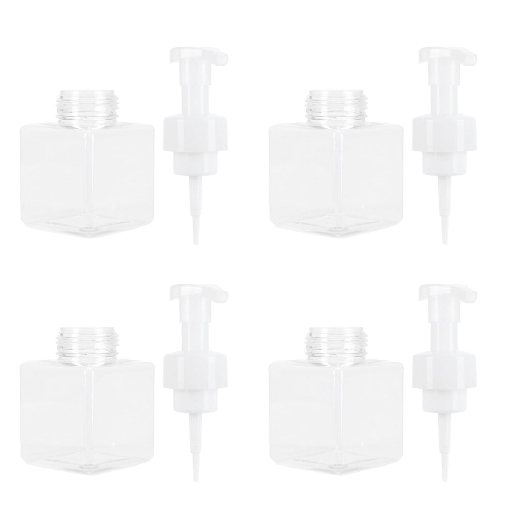 4PCS 250ml Clear Plastic Pump Bottles Foaming Soap Dispenser Refillable Foam Bottle Travel Use